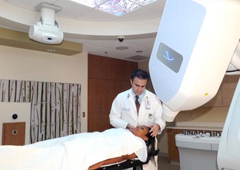CyberKnife patient and doctor at Riverside Community Hospital